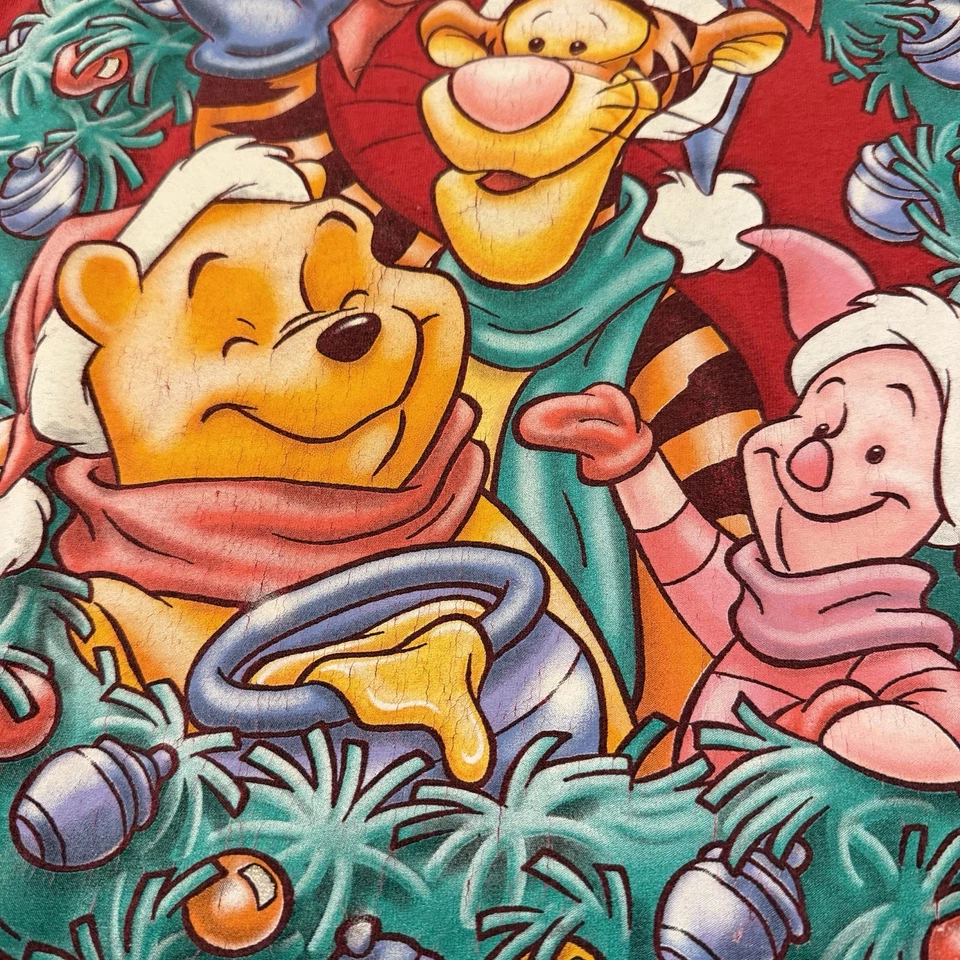 Винтажная праздничная красная футболка 90-х Disney Winnie The Pooh Christmas один размер - Изображение 2 из 4