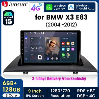 6+128G Android15 Carplay 9''Car Stereo Radio GPS Navi WIFI For BMW X3 E83 2004-12