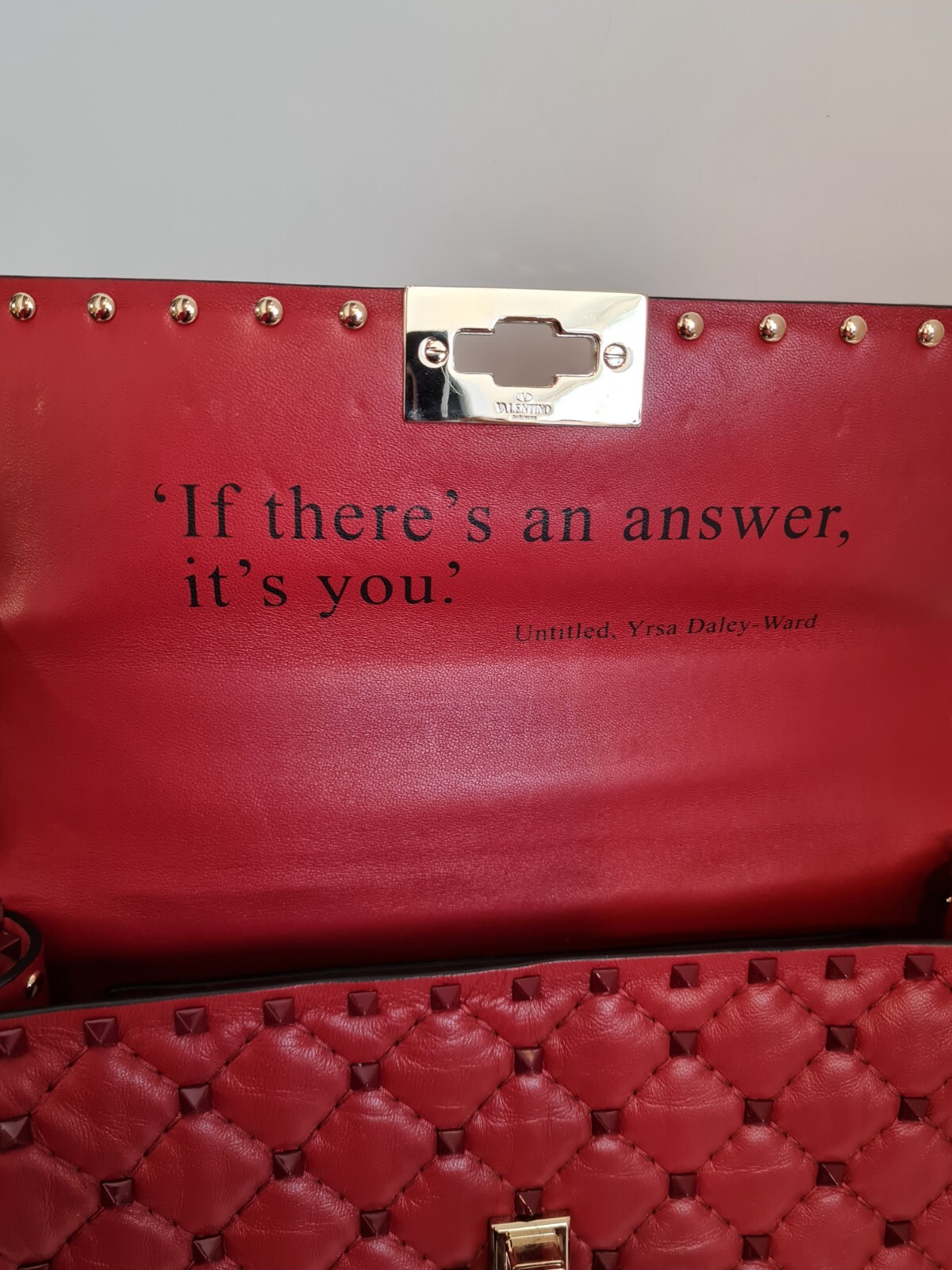 Valentino Dark Red Quilted Nappa Leather Rockstud Spike Shoulder Bag image 2