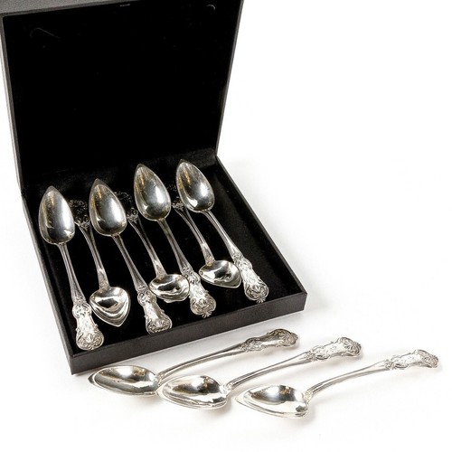 Antique Set of 10 Solid Silver Tea/Dessert Spoons Minerva Hallmark in Box 19th C - Picture 7 of 8