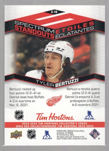 2022-23 Upper Deck Tim Hortons - Spectrum Standouts #C-18 - TYLER BERTUZZI - Picture 2 of 2