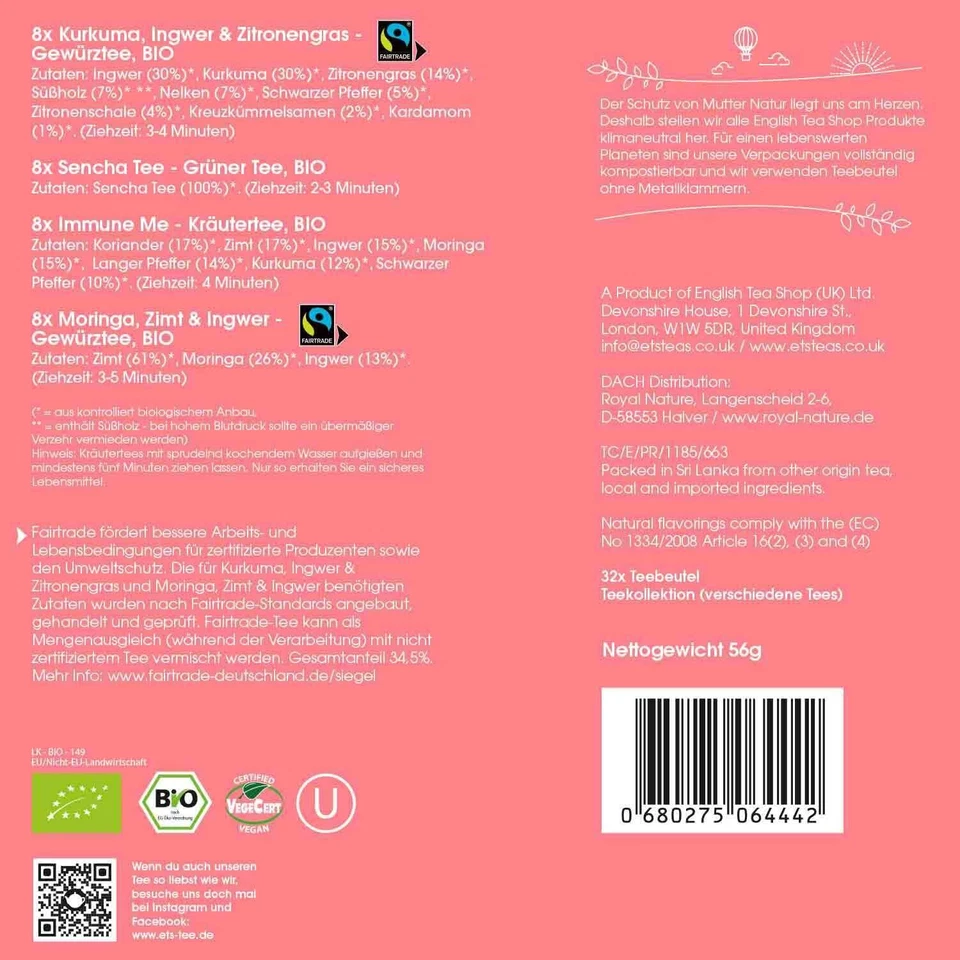 ETS Tee Geschenk Box Feelgood Moments | Premium Teegeschenk Set mit 4 x 8 Ayu... - Bild 3 von 4