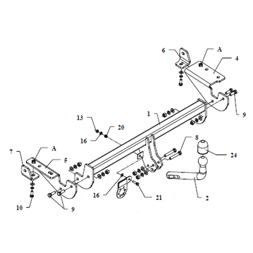 STEINHOF Nuovo gancio di traino fisso compatibile con Peugeot 307 berlina due volumi 3/5-porte 07.2005-2007 con 13-poli kit elettrico universale
