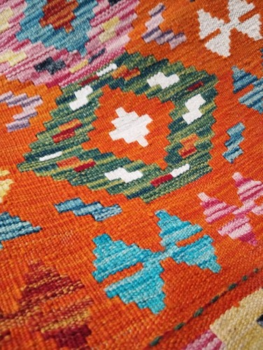 Classic Handmade Afghan/Turkish Runner Kilim Rug, Aztec Wool Rug, Size 191x54 CM - Picture 3 of 6