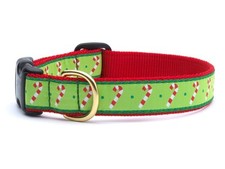 Up Country Dog Collar Candy Cane Christmas Adjustable, USA Made, XS S M L XL XXL