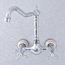 Polished Chrome Brass Kitchen Bathroom Sink Swivel Faucet - Wall Mounted ssf766