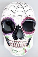 Day of the Dead Mask Dia de los Muertos Spider Green Leaves Papier Mache' Skull