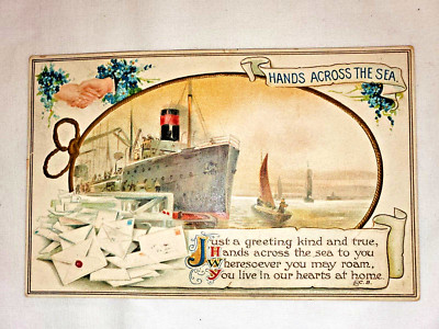 1924 Hands Across the Sea POSTCARD Steamer Steamship C.B. Poem