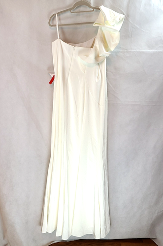 Maxi abito da sposa sirena monospalla monospalla con volant MAC DUGGAL 67156 Wm (16) bianco nuovo - Foto 5 di 15