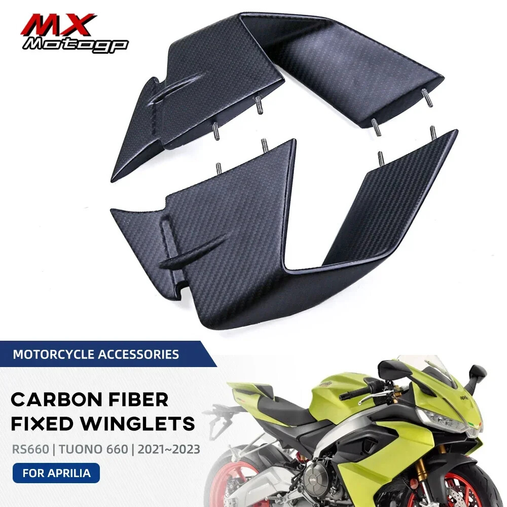 Alette Aerodinamiche Per Aprilia RS660 2021-2024 - Parafango Anteriore In ABS, Finitura Carbonio