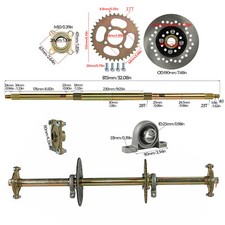 32'' 815mm Trike Full Rear Axle Kit w/Wheel Hub Disc Rotor Sprocket Go Kart Golf