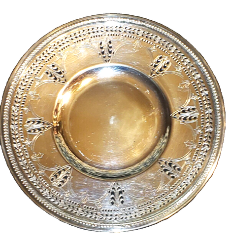 Vassoio piatto traforato reticolato 10" placcato argento BENEDICT vintage