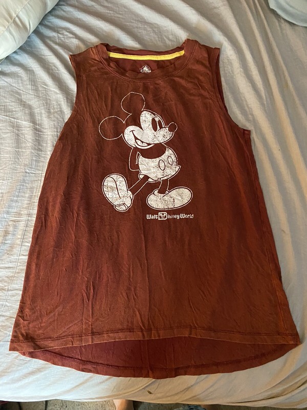 Fun Women's Small Disney's Mickey Mouse Burgundy Sleeveless Tank Style T-Shirt