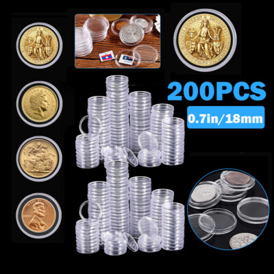 200 Direct Fit Airtight 18mm Coins Capsules Storage Holder for US Dimes