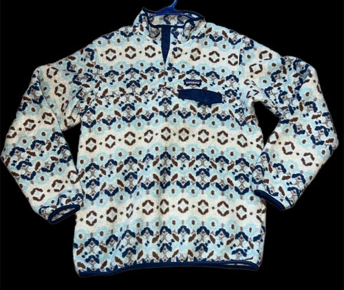 Patagonia Medium Synchilla Snap-T Tundra Cluster Damen weiß türkis