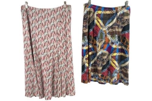 Lot of 2 Anne Klein Women's Skirts Size Small Geometric Patterns Elastic Waist