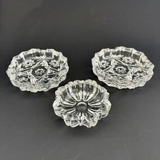 Vintage Pressed Glass Ashtray Set Floral Cottage Core Shabby Decor Retro Granny