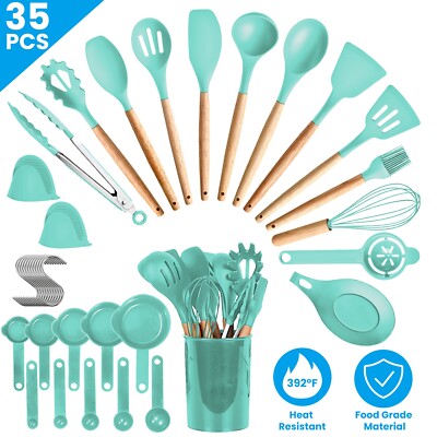 Cooking Utensils Set 35 Piece Food Grade Silicone Heat Resistant Kitchen Tool