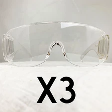 ChromaCast Defense Protective Fogless Plastic Eye Glasses Lab Work - 3 Pack