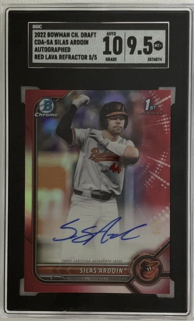 2022 Bowman Chrome Silas Ardoin Red Shimmer Auto 5/5 Orioles - Longhorns 🔥🔥📈