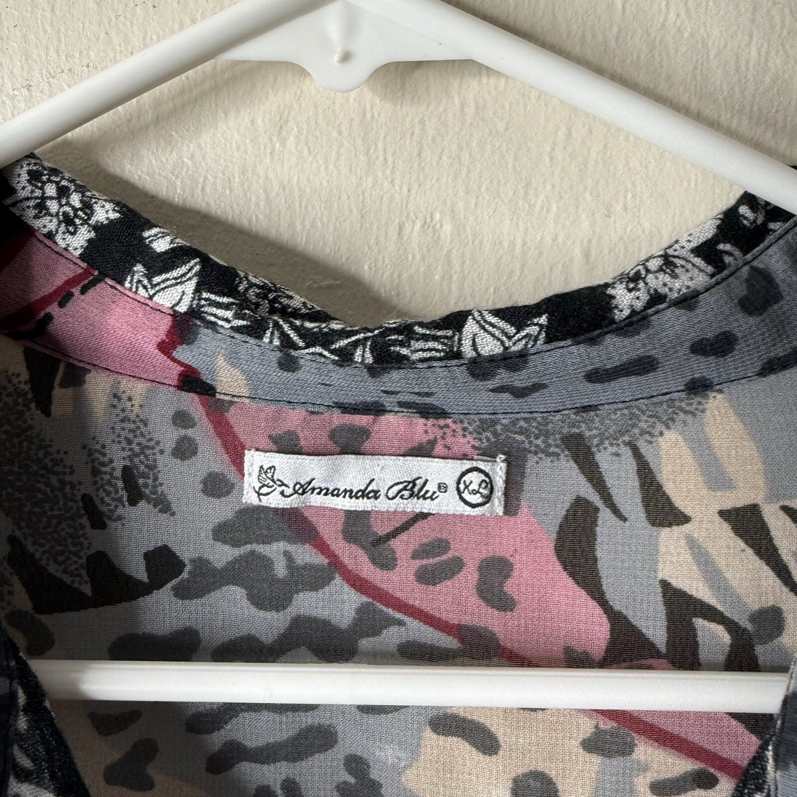 Vintage Amanda Blu Patchwork Button Front Long Sl… - image 3