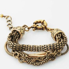 NEW Roman Antque Style Multi Chain Gold Tone Vintage Inspired Fashion Bracelet