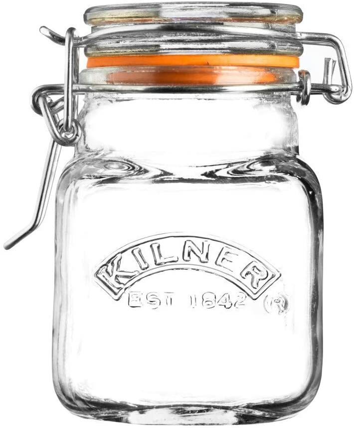 Kilner Clip Top Airtight Clear Glass Square Storage Spice Herb Jam Jar - 70ml