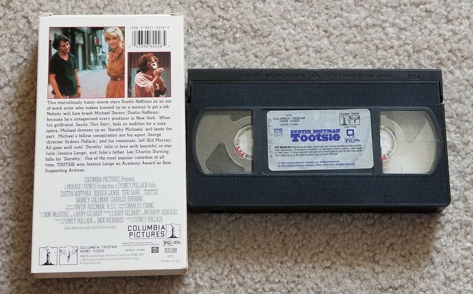 Tootsie 1982 Dustin Hoffman 1993 VHS Video Tape Jessica Lange Sydney Pollack EUC - Image 2 of 2