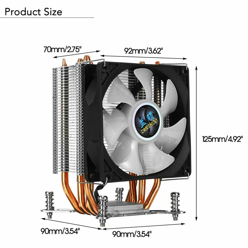 Heatsink CPU Cooler LED RGB Fan 4Pin Cooling Heatsink for Intel LGA 2066 140W - Image 3 of 4