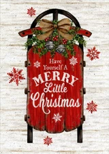 LPG Greetings Merry Little Christmas  Red Sled Box of 18 Christmas Cards