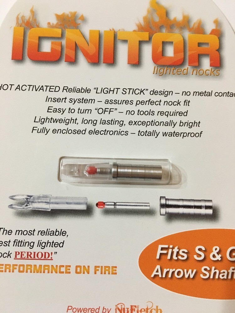 NuFletch Ignitor Shot Activated Lighted Nocks For S> Arrow Shafts