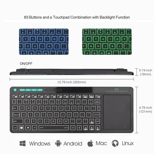 Mini Wireless Keyboard With TouchPad Bluetooth Backlit For iPad Laptop Tablet TV - Picture 4 of 14
