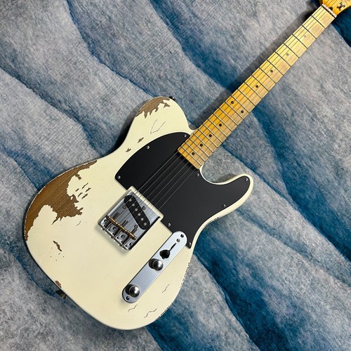 Relic Tele Electric Guitar Maple Fretboard Alder Body Cream Yellow Color