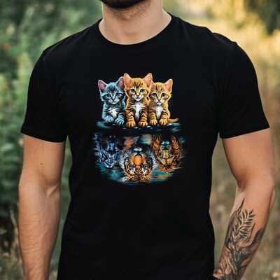 Herren T-Shirt Tiger Motiv Baumwolle Größe XS bis 5XL