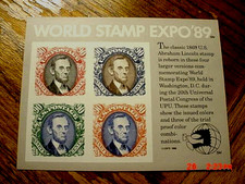 US WORLD EXPO '89 SOUVENIR SHEETLET OF 4 "SCARCE"