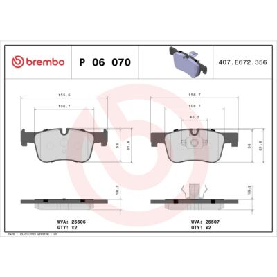 Bremsbelagsatz BREMBO P 06 070, Vorne