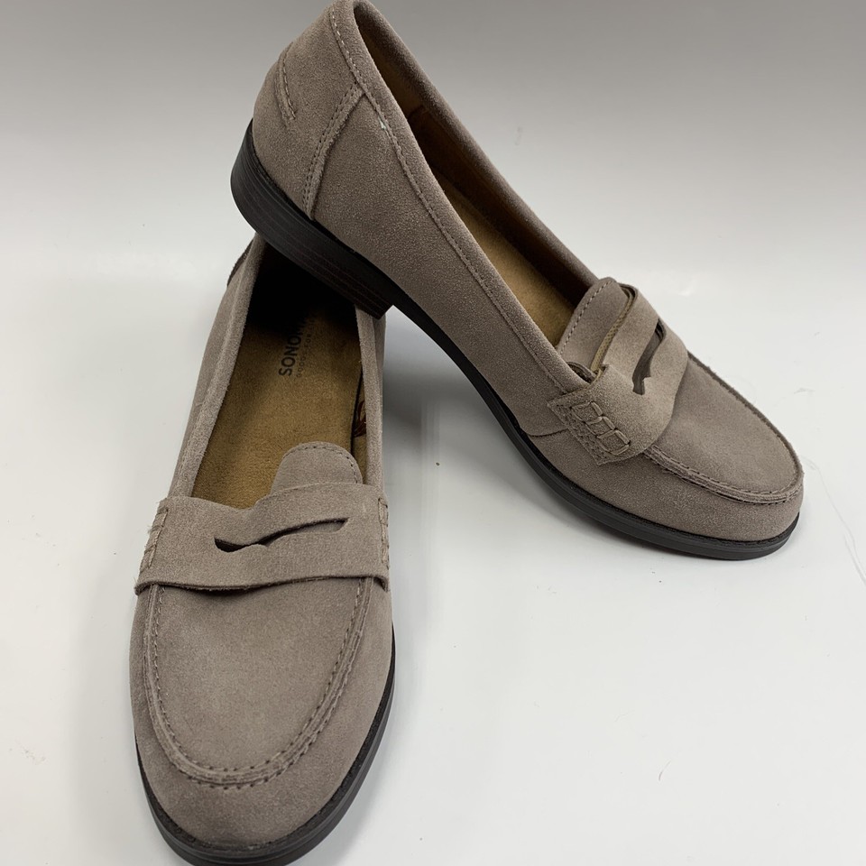 Sonoma Womens Tan Suede Slip On Casual Comfort Flat Penny Loafer Shoes Size 9 M eBay