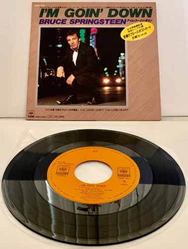 BRUCE SPRINGSTEEN "I'M GOING DOWN" ULTRA-RARE 1985 JAPANESE SINGLE W/5 POSTCARDS