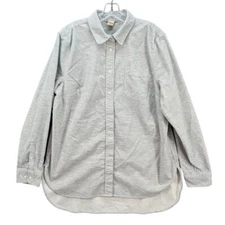 Duluth Trading Co Corduroy Button Up Shirt Men's XL Preppy Gray Stretch Pocket