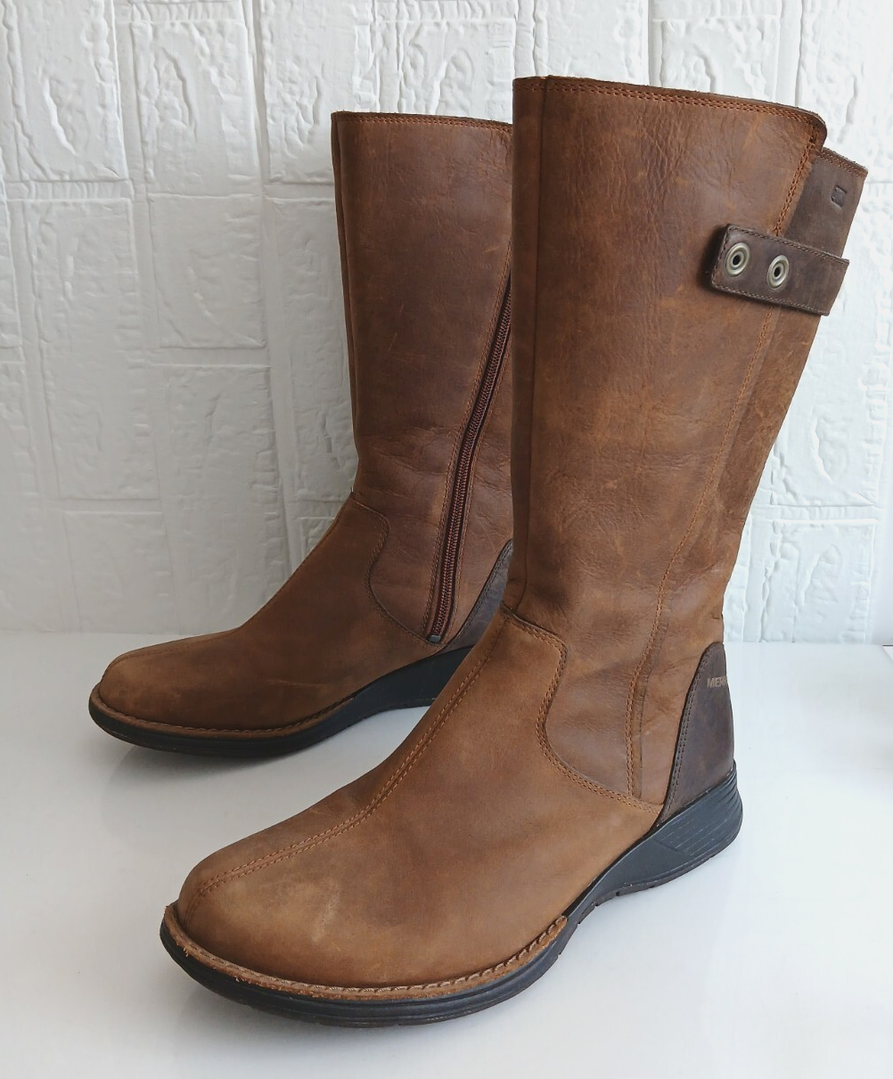 Stivali da equitazione MERRELL donna taglia 8 marroni impermeabili in pelle