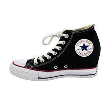 Womens 8 Converse Chuck Taylor All Star Hidden Heel Wedge Black White 547198F