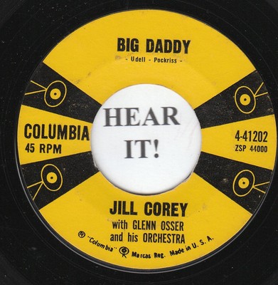 Jill Corey Teen Pop 45 Columbia 41202 Big Daddy Wherefore Art