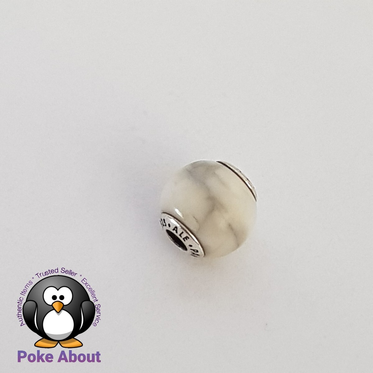 GENUINE PANDORA Essence POSITIVITY Silver charm magnesite marble