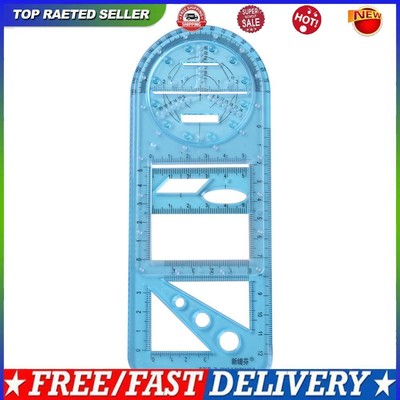 Multifunctional Geometric Ruler Plastic Circle Ellipse Drawing Ruler(Blue)