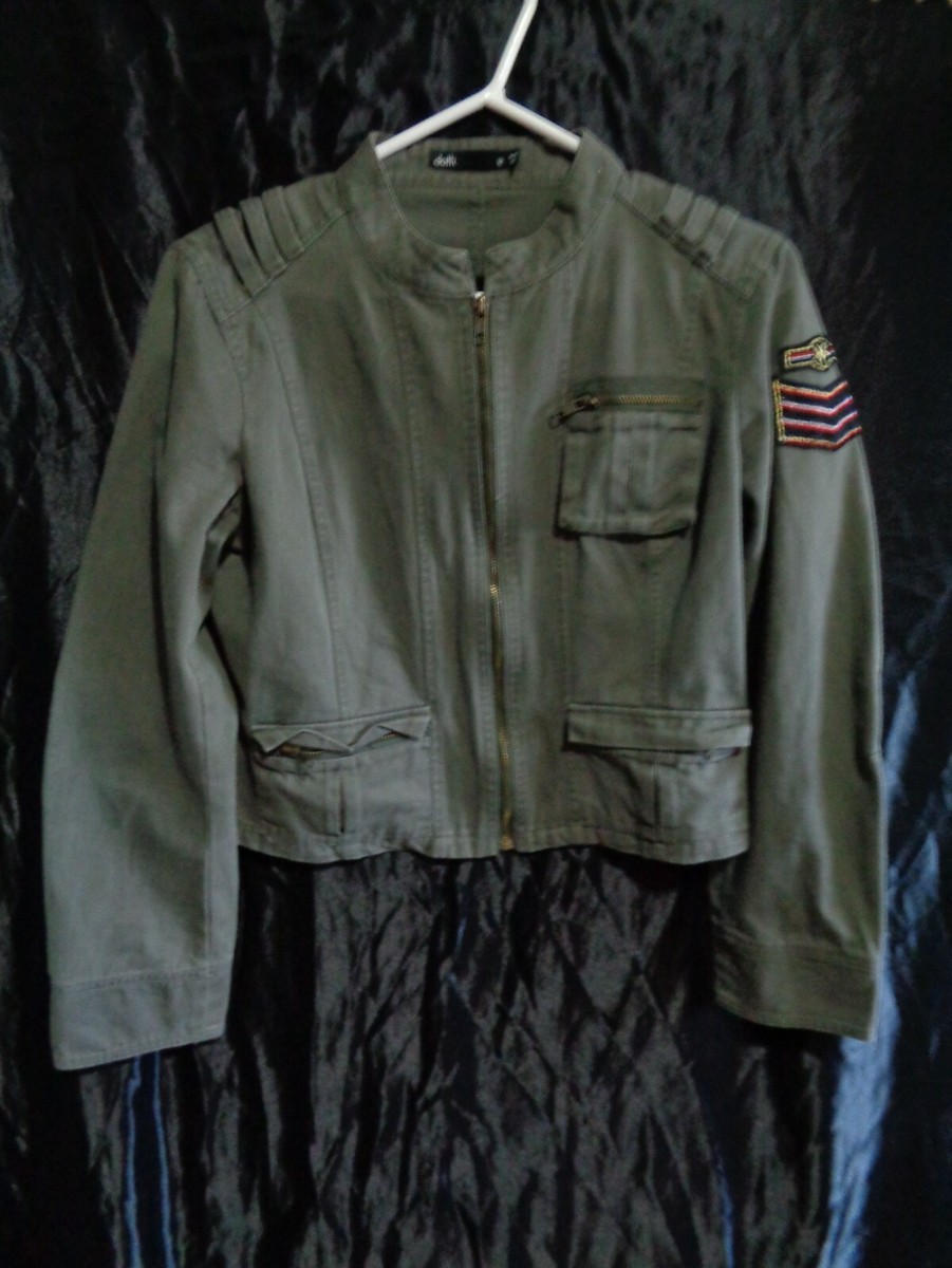 LADIES DOTTI ARMY LOOK GREEN/KHAKI ZIP UP JACKET SIZE 12