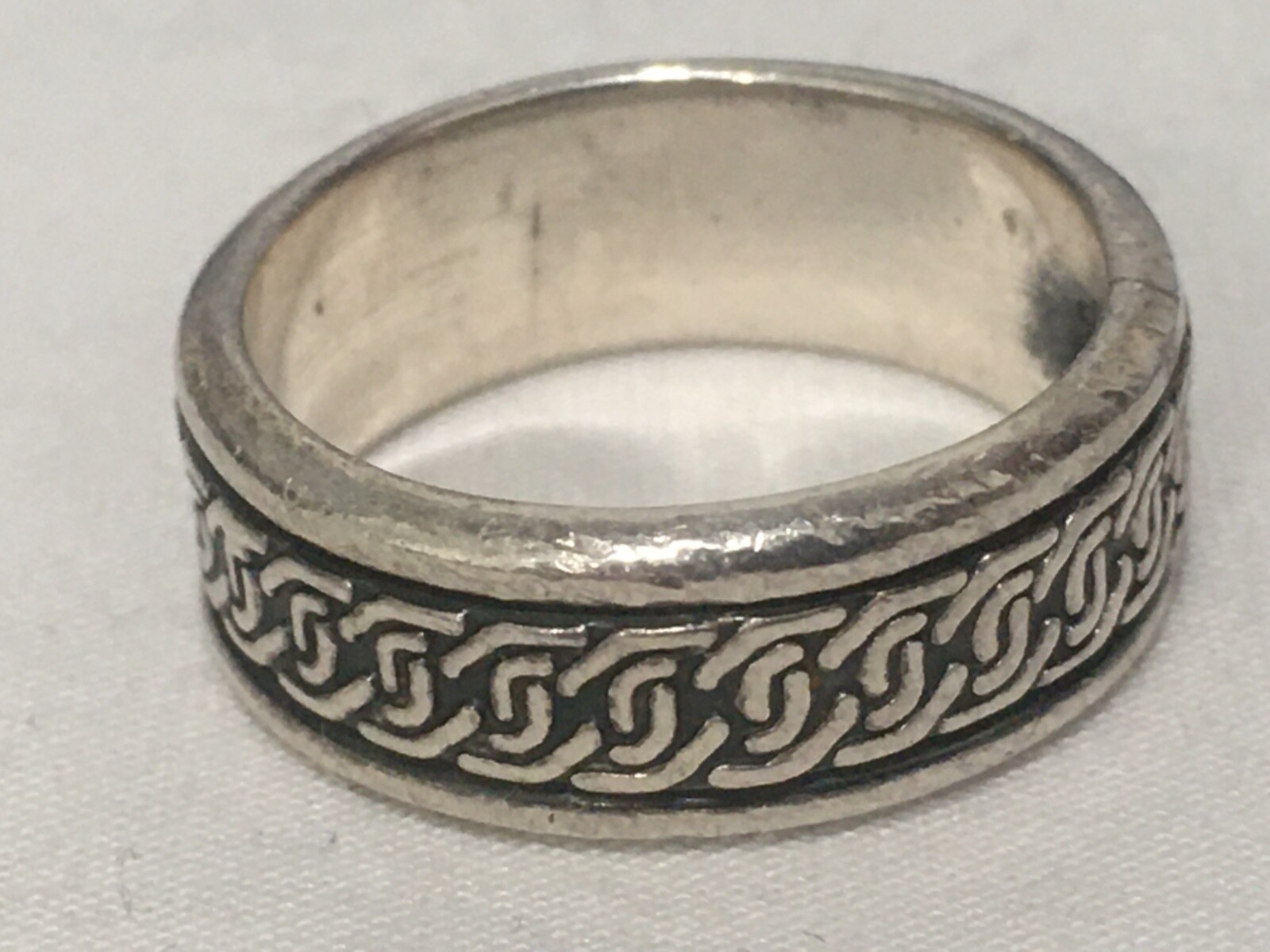 Vintage SIGNED Etched Geometric Pattern Sterling … - image 3