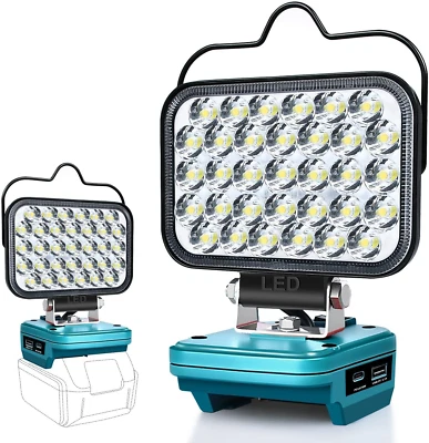 EDTRAN Cordless LED Work Light for Makita 18V Battery, Portable Flood Lights 66W...