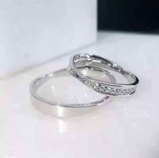 2Ct Round Cut Lad Created Diamond Women's Bridal Ring Set 14K White Gold Plated