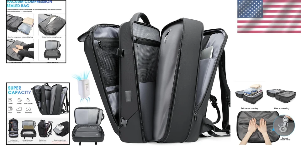 50L Vacuum Travel Backpack with USB Port & Expandable Capacity for Adventurers - Image 2 of 4