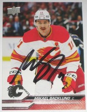 MIKAEL BACKLUND SIGNED 23-24 UPPER DECK CALGARY FLAMES CARD AUTOGRAPH AUTO!!